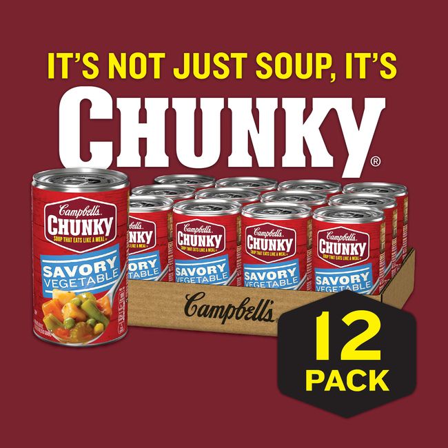 Campbell's Chunky Microwavable Soup, Sirloin Burger with Country Vegetables  Soup, 15.25 Ounce Bowl(pack of 8)