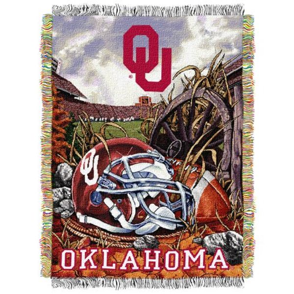 Northwest NCAA Oklahoma Sooners Unisex-Adult Woven Tapestry Throw Blanket, 48" x 60", Home Field Advantage