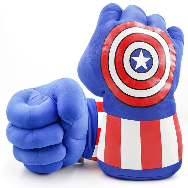 Superhero Gloves for Kids Boxing Gloves Smash Hands Big Soft Plush Hero Fists,Superhero Toys for Boys Girls, Role Play Costume Birthday Gift for Toddlers Kids Age 3+(Blue)