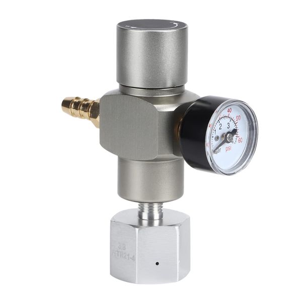 Gas Regulator, CO2 Keg Regulator, 2 in 1 CO2 Flow Meter Soda Pressure Gauge with 3/8 Inch Adapter Compatible with Soda Bottles and 12/16g CO2 Cylinders for Planted Aquarium Beer Keg Regulator