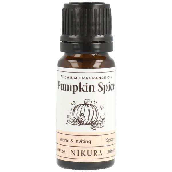 Nikura Pumpkin Spice Fragrance Oil - 10ml | Perfect for Soap Making, Candle Making, Wax Melts, Diffusers | Great for use in Bath Bombs, Perfume Oil, Potpourri | Vegan & UK Made