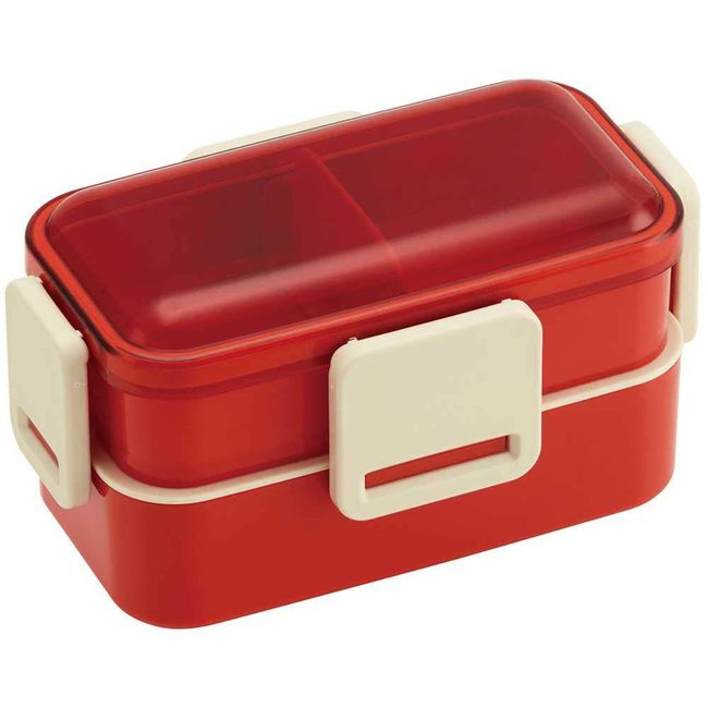 Skater PFLW4AG Ag+ Antibacterial Fluffy 2-Tier Lunch Box, 20.3 fl oz (600 ml), Retro French, Orange, Red, Made in Japan