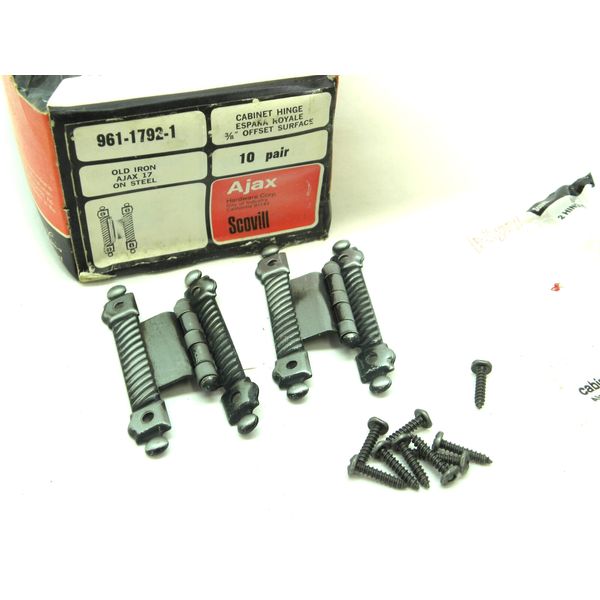 4 pairs (8 Hinges) Ajax #961 Cabinet Door Hinge Old Iron 3/8" Offset Surface