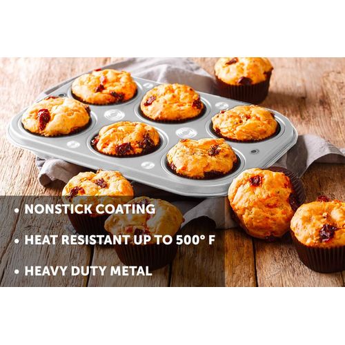 DecorRack Non-Stick Muffin Pan, 6-Cup, Bakeware for Baking Cupcakes (Pack of 1)