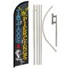 Tattoos & Piercings Black Windless Banner Flag & Flag Pole Kit & Ground Spike