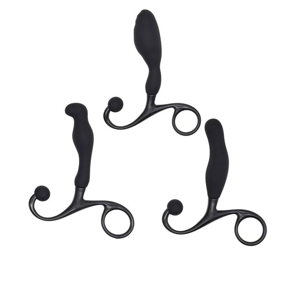 Plug Silicone Dildo, Beginner, Thin Expansion with Handle, Uneven Unisex, Dangling Goods-3 Piece Set