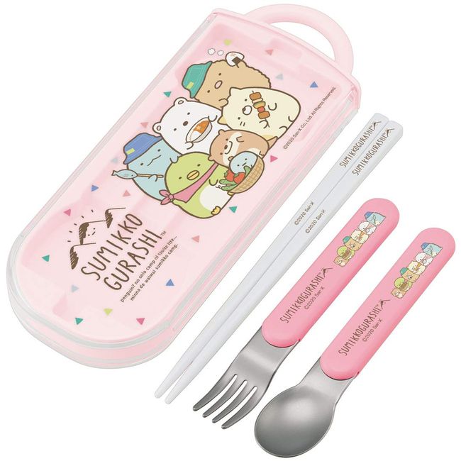 Skater TACC2AG-A Children's Ag+ Antibacterial Trio Set, Chopsticks, Spoon, Fork, Camping, Made in Japan