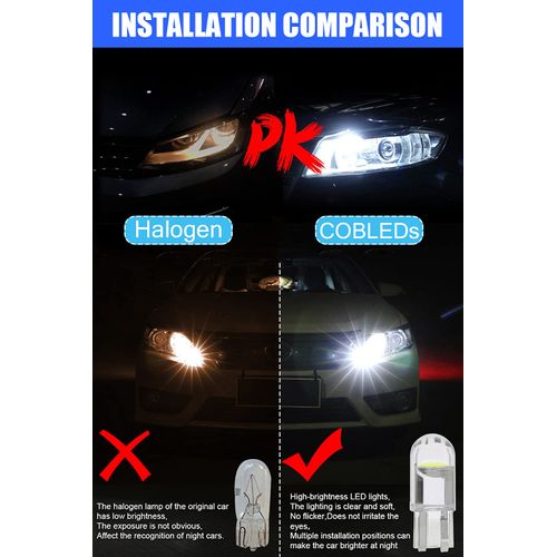 LETINGFAR 194 LED Light Bulb White 6000K Pack of 30, 168 2825 W5W T10 Wedge COB Bulbs Error Free for Car Dome Map Door Courtesy License Plate