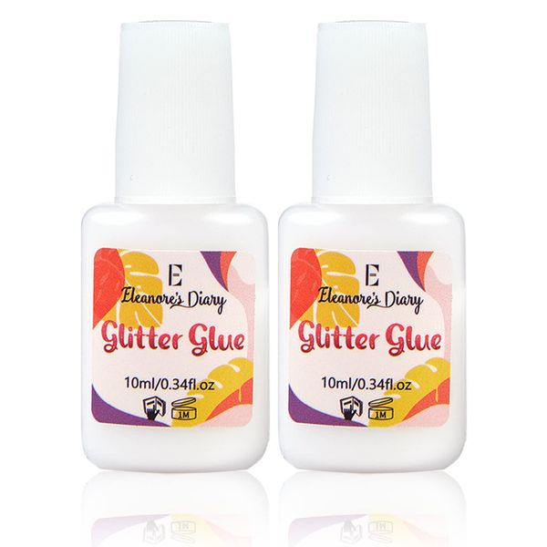 Body Glue for Glitter Tattoos, Eleanore's Diary 10ml*2 Art Glitter Glue, Odourless & Non Toxic, Skin Glue for Chunky Glitter Makeup, Beach Parties, Carnival, Christmas, Cosplay, Halloween, Gemstones