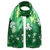 St. Patrick Clover, Shamrock Print Satin Stripe Scarf, Green