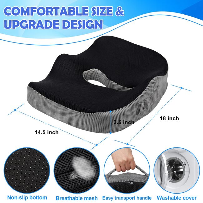 NEW DESIGN Comfort Memory Foam Seat Cushion for Lower Back Tailbone and  Sciatica Pain Relief