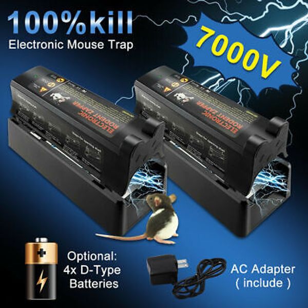 2PK Electronic Mouse Trap Pest Control Rat Killer Mice Electric Rodent Zapper US