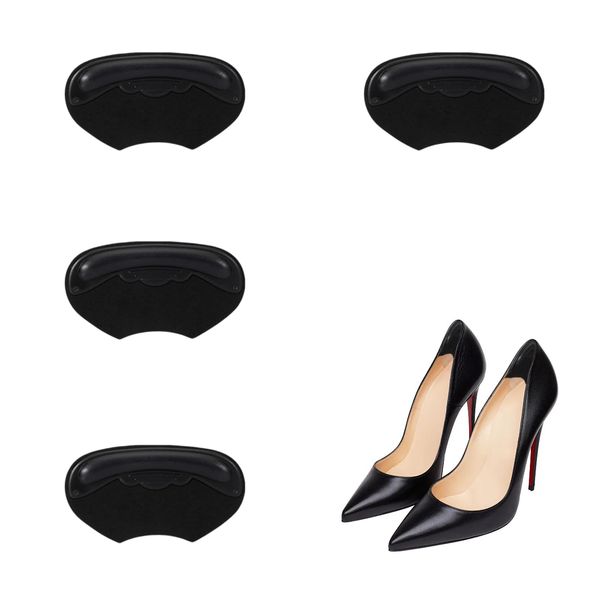 2 Pair Heel Cushion Pads, Inserts Self-Adhesive, Anti-Slip Back of Heel Cushion Inserts for Loose Shoes Men Women, Improve Shoe Fit, Prevent Rubbing Slippin (Black)