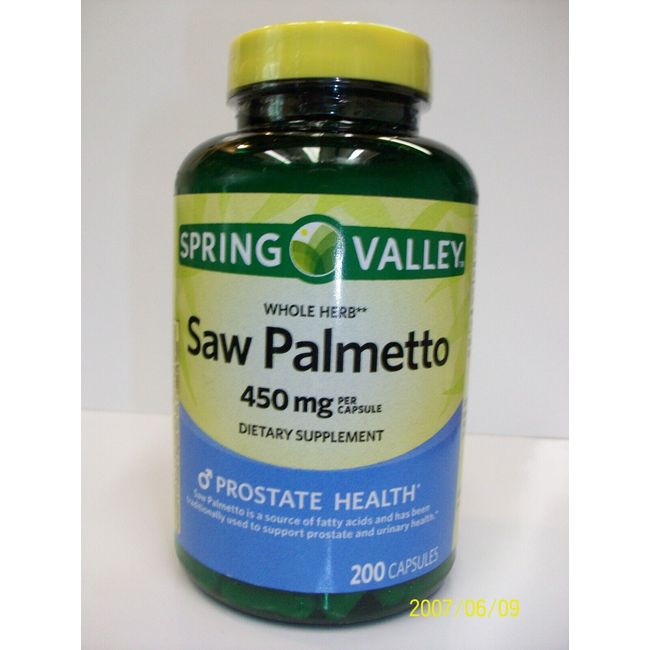 Saw Palmetto 450 Mg Whole Herb Prostate Supplement Urinary Health, 200 Capsules