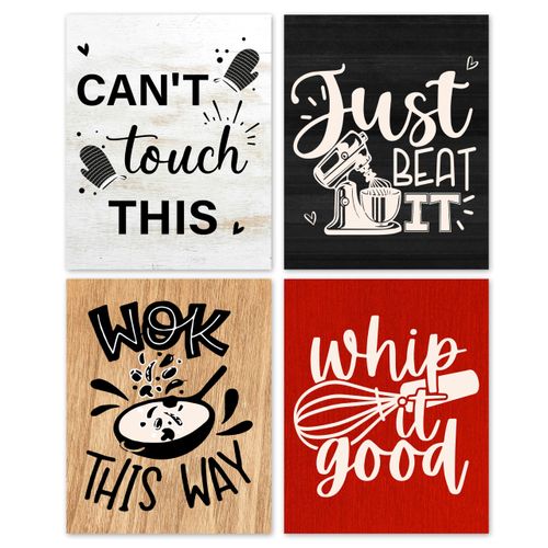 GYNNCRIO Funny Kitchen Poster, Bakery Decor For Baking Room, Funny Wall Art Decor For Office Home Bedroom Living Room Kitchen, Baking Room Decorations, Set of 4 (8x10 Unframed) -A19