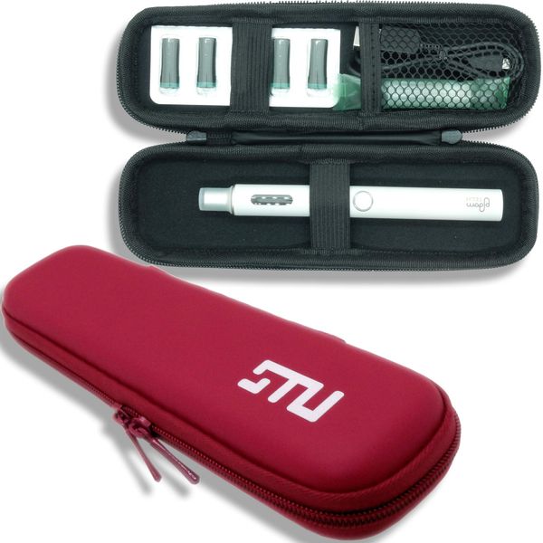 PloomTECH + Ploom Tech Plus Carrying Case, Slim [Red] Compact Storage with Mouthpiece attached to PU Leather **JustFog Aspire Eleaf and other VAPE Electronic Cigarettes Compatible Models