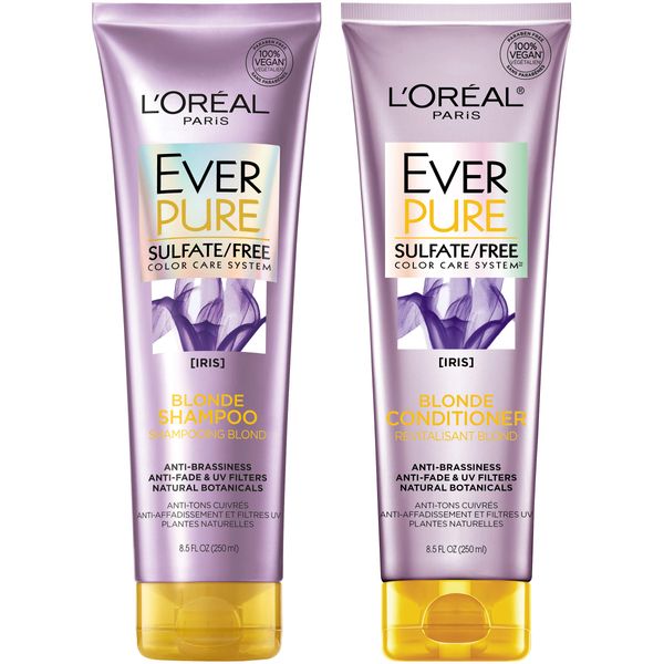 L'Oreal Paris EverPure Blonde Sulfate Free Shampoo and Conditioner for Blonde Hair, 8.5 Ounce (Set of 2)