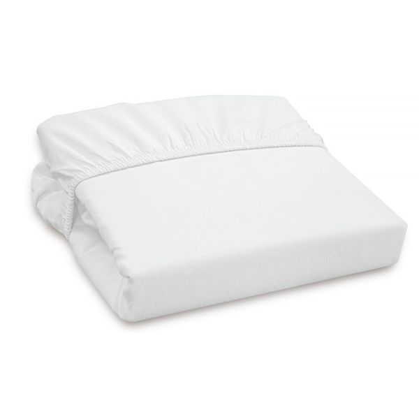 Royale Linens 300 Thread Count 100% Long Staple Combed Cotton Fitted Sheet - Super Soft Deep Pocket Bottom Sheet - White Fitted Sheet Queen Size -Queen Fitted Sheet Only - Elastic Sheet (Queen,White)