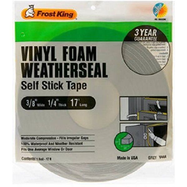 NEW FROST KING V444H GREY FOAM WEATHER STRIPPING TAPE ADHESIVE 3/8" X 1/4" 17FT