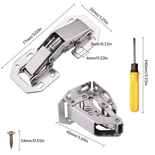 YEYIT 8 Pcs Cabinet Hinges with Srews and Srewdriver,90 Degree Full Overlay Soft Close Hinges,Concealed Hinges for Kitchen Cupboard Doors Bathroom Cabinet Wardrobe