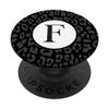 Monogram Letter F Initial Black Dark Grey Leopard Print PopSockets Swappable PopGrip