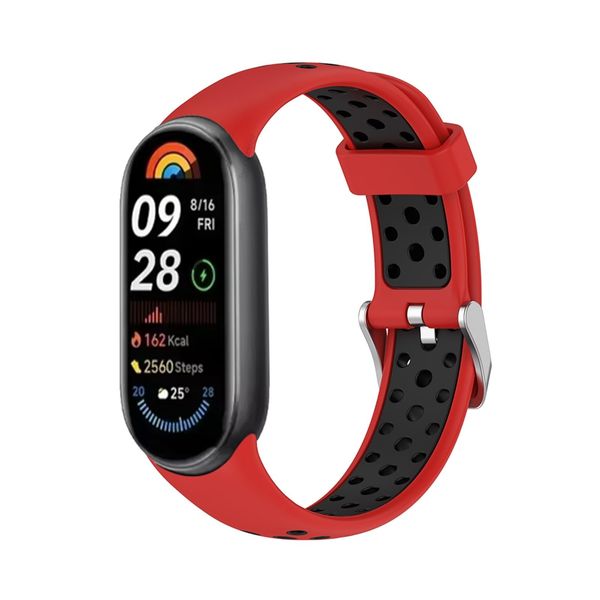 EPANO Silicone Strap For Xiaomi Smart Band 9 Smartwatch Sport Wristband Correa Accessories For Mi Band 8 8 NFC 9 Replacement Bracelet(Red Black)