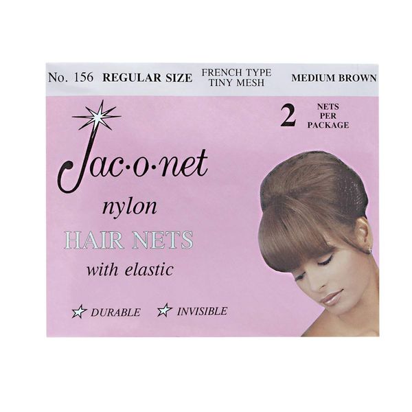 Jac-O-Net French Type, Tiny Mesh Hair Net-Regular Size, Medium Brown, 2 Nets Per Pack [1 Pack]