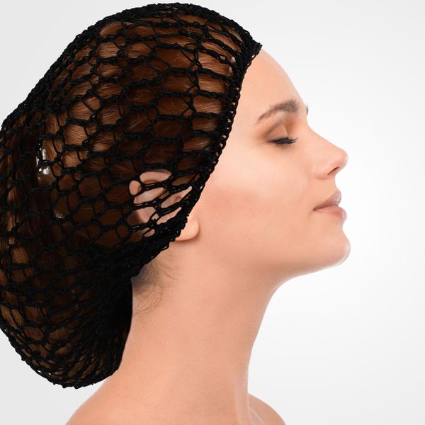 FRCOLOR 3pcs Women Hair Net Crochet Hairnet Sleep Cap Snood Cover Black Rayon Net Mesh Crochet Hair Net Crocheted Hair Net Cap for Woman Sleeping Hair Protector