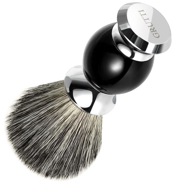 GRUTTI Badger Hair Shaving Brush-Face Brush for Shaving Soap, Shaving Foam and Shaving Cream, Mens Shaving Brush, Soft Brush Shaving Brush, Salon Men Facial Beard Cleaning, Father's Day Gifts