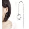 Iszie 925 Sterling Silver Boho Punk Threader Pull Through with Ear Clipper Thread Dangle Pull Through Women's Earrings