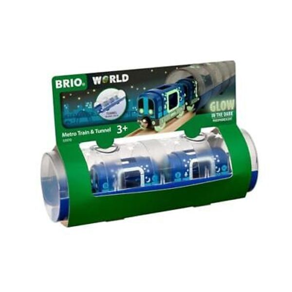 BRIO WORLD 33970 Metro Train & Tunnel Glow in the Dark Wooden Rail Toy