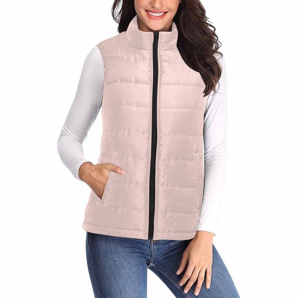 Womens Puffer Vest Jacket / Scallop Seashell Pink - XS