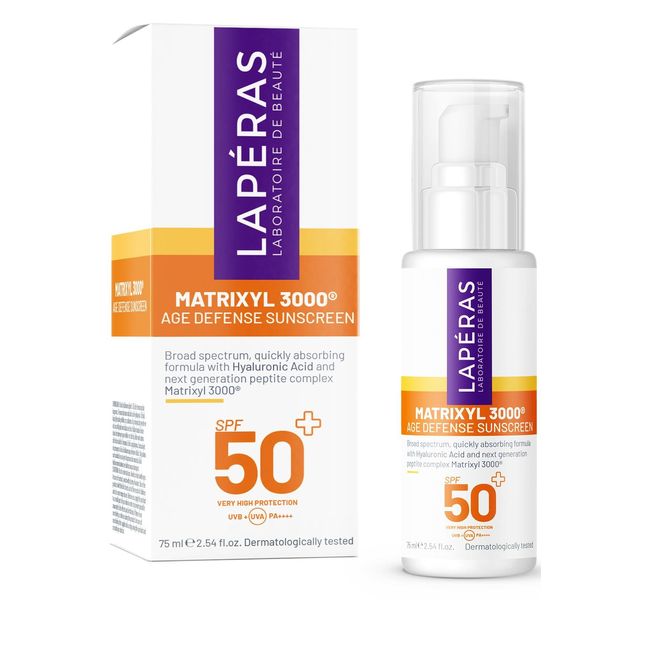 Lapéras Matrixyl 3000® Peptides Age Defense Sunscreen, Spf 50+ UVA VA Mavi Işık Koruyucu Dolgunlaştırıcı Canlandırıcı Nemlendirici Hyaluronik Vegan Yüksek Koruma Yüz Güneş Kremi, 75ml