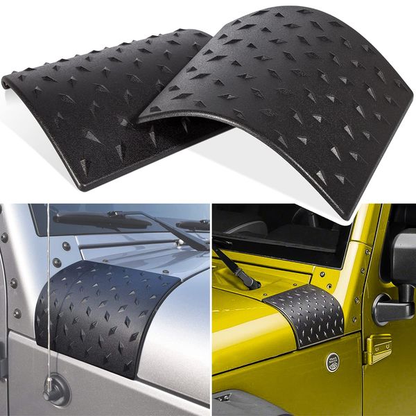 Danti Black Cowl Body Armor Outer Cowling Cover for Jeep Wrangler JK JKU Unlimited Rubicon Sahara X Off Road Sport 2007-2018 (Pack of 2)