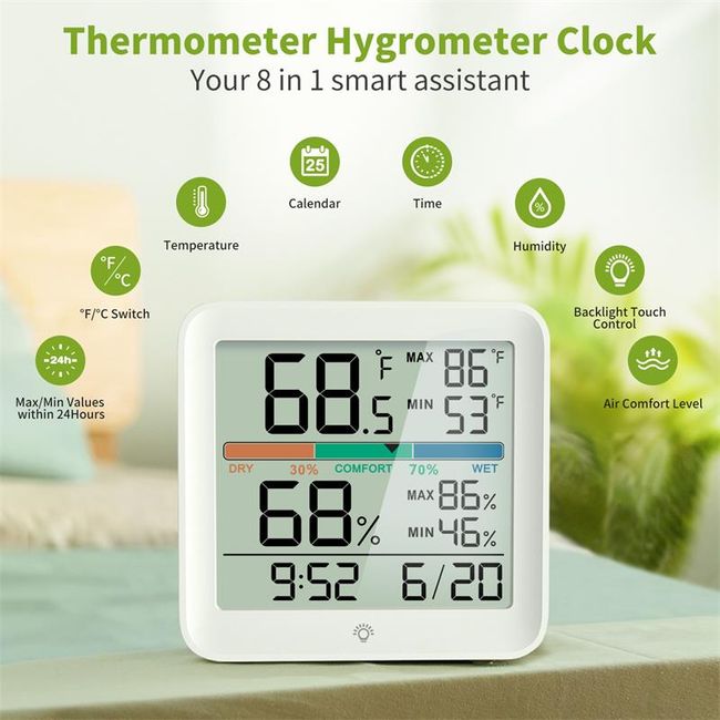 Garden Temperature 8-Inch Wall Thermometer Gauge - Indoor/Outdoor  Temperature and Hygrometer Gauge