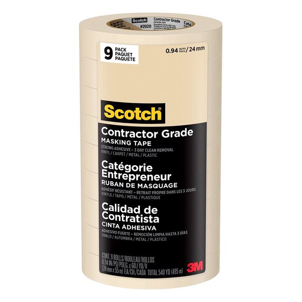 Scotch Contractor Grade Masking Tape, Tan, Tape for General Use, Multi-Surfac...