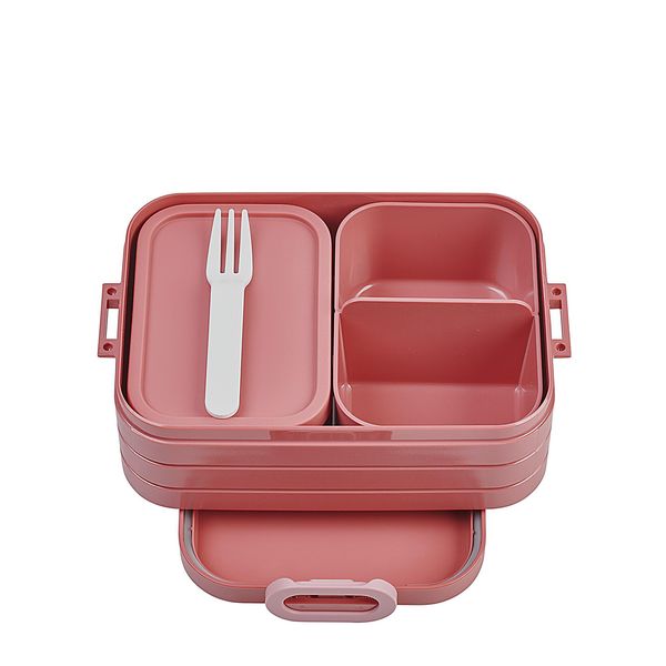 Mepal Bento Box Midi - Lunch Box With Bento Box - For 2 Sandwiches or 4 Slices of Bread - Lunch Box For Sandwiches, Small Snacks & Left Overs - Lunch Box Adults - Vivid mauve