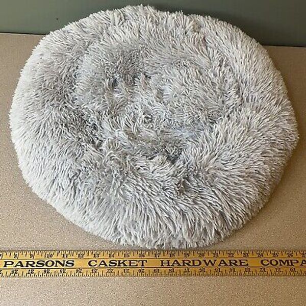 Pet Dog Cat Bed Donut Plush Fluffy Soft Warm Calming Sleeping Kennel Nest 20 in