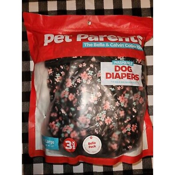 Pet Parents 3 Pack Washable Dog Diapers Size Large 19-27” Bella & Calvin