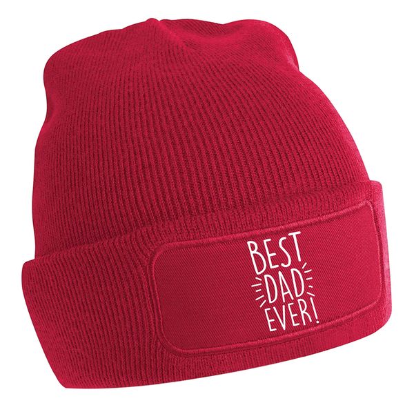 Flox Creative Red Beanie Best Dad Ever! T-Shirt