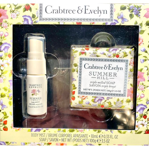 Crabtree & Evelyn Summer Hill .33 oz BODY MIST & 3.5 oz BAR SOAP Gift Boxed