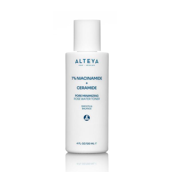 Alteya Porenverfeinerndes Rosenwasser Toner 120ml mit 7% Niacinamid + Ceramid - Reduziert Poren und Hyperpigmentierung - Für alle Hauttypen