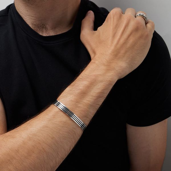 Treasure Bay Solid 925 Sterling Silver Bangle Bracelet For Men and women TBC372