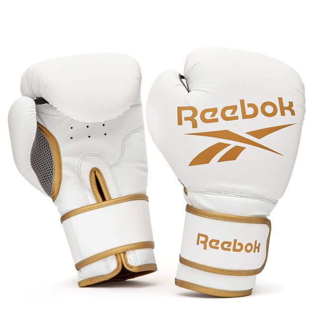 Reebok T260-RSCB-12010GD-12 Boxing Gloves, 12 oz, Gold/White, Breathable