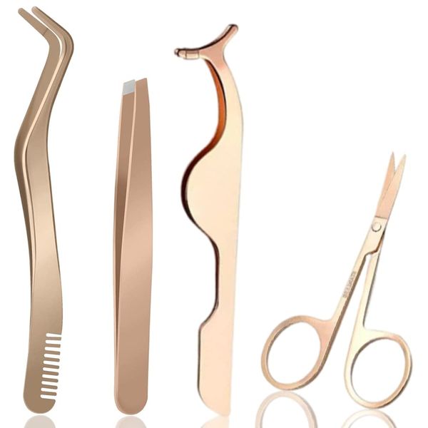 QYLPZ 4 Pieces Eyelash Applicator Lash Applicator Tool Eyelash Tweezers Applicator Multifunctional Professional Fake Lashes Cosmetic Tool