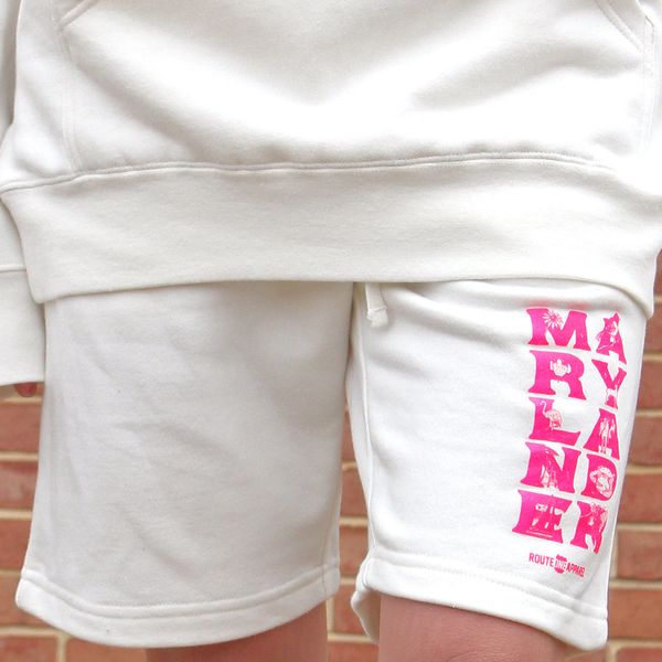 Marylander Stacked (White) / Sweatshorts - X-Small / White