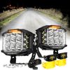 AUXBEAM 4" Side Shooter Square LED Work Driving Light Spot Pods+Black Covers Kit
