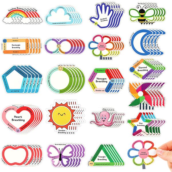 Crtiin 100 Pack Sensory Strips Anxiety Stickers Adhesive Textured Rough Sensory Stickers Calm Stickers Breath Stickers Tactile Fidget Tape for Anxiety Relief Anti Stress (Cute)