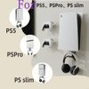 Wall Mount for PS5/ PS5 Slim/ PS5 Pro - With 2 Controller Mounts, Vertical Display, Open Design- Black Gaming Console Holder & Stand Kits
