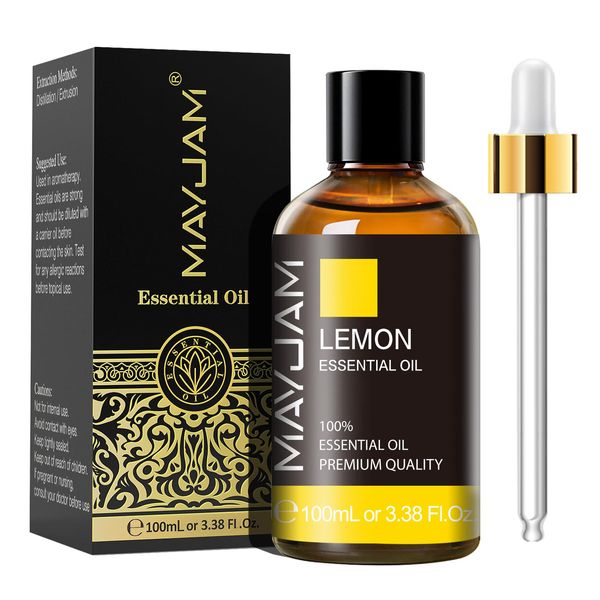 MAYJAM Lemon Essential Oils 100ML, Lemon Oil for Diffuser, Humidifier, DIY, Home, Office